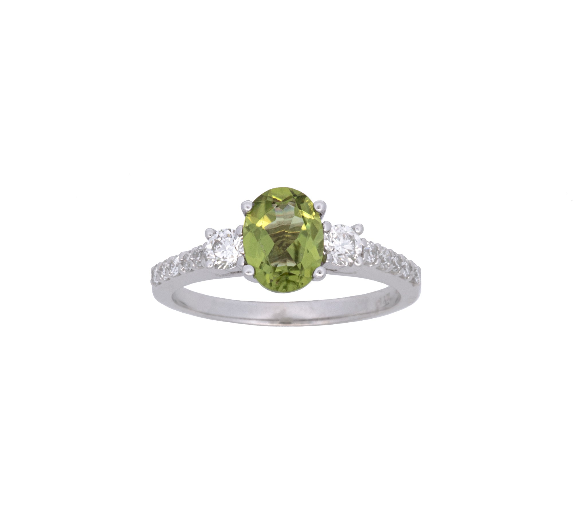 14K Yellow Gold Peridot And Diamond Ring