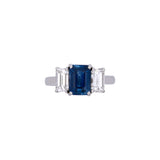 Platinum Emerald Cut Sapphire And Diamond Ring