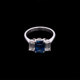 Platinum Emerald Cut Sapphire And Diamond Ring