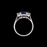 Platinum Emerald Cut Sapphire And Diamond Ring