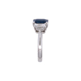 Platinum Emerald Cut Sapphire And Diamond Ring