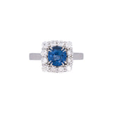 18K White Gold Round Sapphire And Diamond Ring