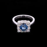 18K White Gold Round Sapphire And Diamond Ring