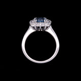 18K White Gold Round Sapphire And Diamond Ring