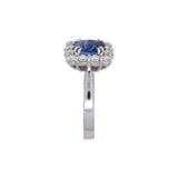 18K White Gold Round Sapphire And Diamond Ring