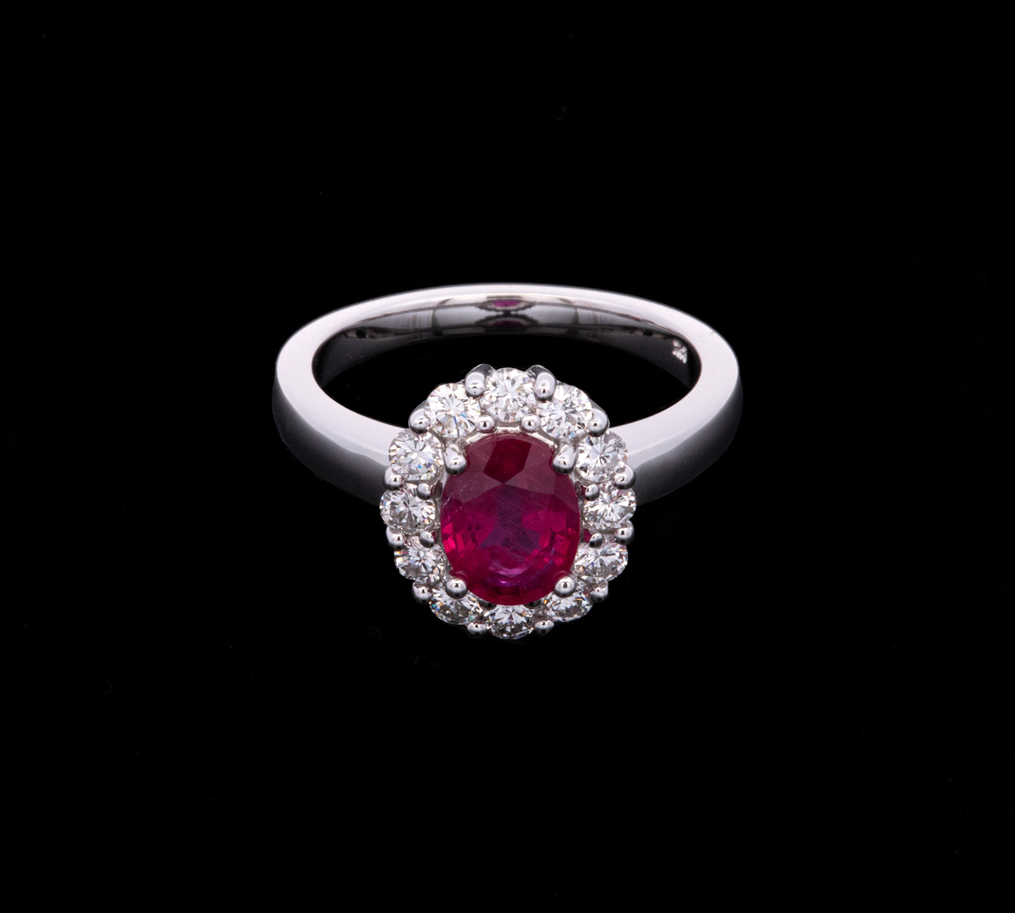 18K White Gold Ruby And Diamond Ring