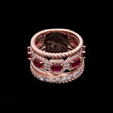 14K Yellow Gold Ruby And Diamond Multi Band