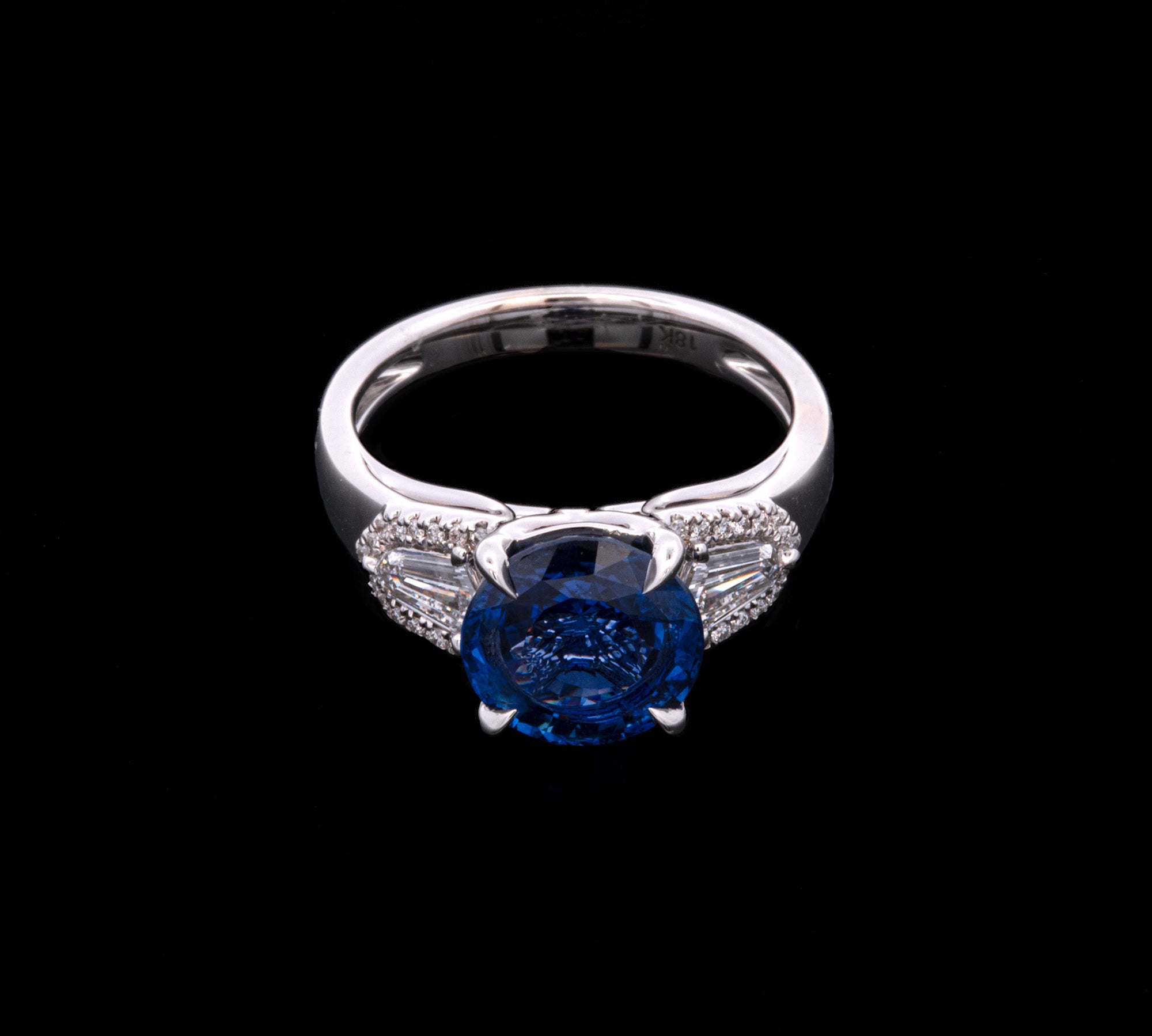 18K White Gold Sapphire And Diamond Ring