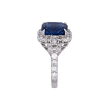 14K White Gold Rectangular Sapphire and Diamond Ring
