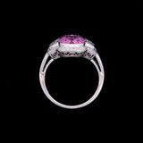 Platinum Cushion Cut Sapphire and Diamond Ring