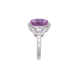 Platinum Cushion Cut Sapphire and Diamond Ring