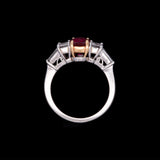 Platinum And 18K Yellow Gold Cushion Cut Ruby And Diamond Ring