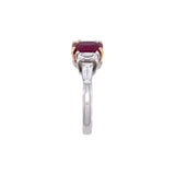Platinum And 18K Yellow Gold Cushion Cut Ruby And Diamond Ring