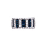 14K White Gold Wide Sapphire And Diamond Band