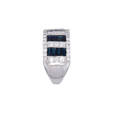 14K White Gold Wide Sapphire And Diamond Band