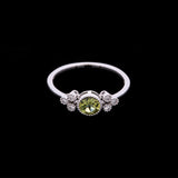 14K White Gold Peridot And Diamond Ring