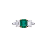 Platinum And 18K Yellow Gold Emerald And Diamond Ring