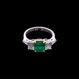 Platinum And 18K Yellow Gold Emerald And Diamond Ring