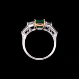 Platinum And 18K Yellow Gold Emerald And Diamond Ring