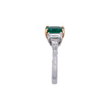Platinum And 18K Yellow Gold Emerald And Diamond Ring