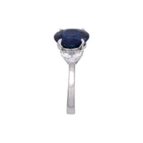 Platinum Sapphire And Half Moon Diamond Ring