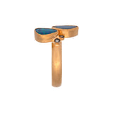 24K Yellow Gold And Sterling Silver Opal Ring With Diamond Accents