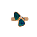 24K Yellow Gold And Sterling Silver Opal Ring With Diamond Accents