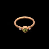 24K Yellow Gold Peridot And Diamond Ring