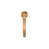 24K Yellow Gold Peridot And Diamond Ring