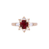 14K Yellow Gold Oval Thai Ruby And Diamond Ring
