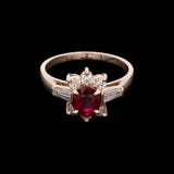 14K Yellow Gold Oval Thai Ruby And Diamond Ring