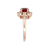 14K Yellow Gold Oval Thai Ruby And Diamond Ring