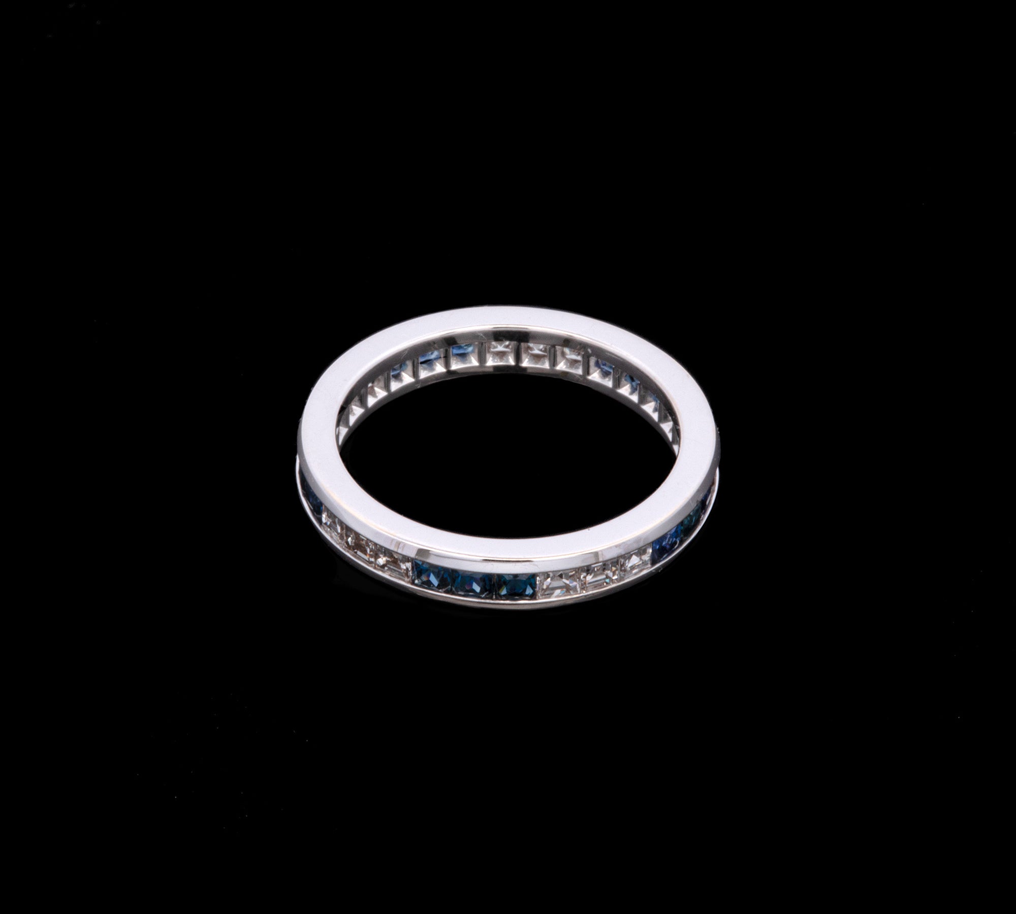 18K White Gold Sapphire And Diamond Channel Set Eternity Band
