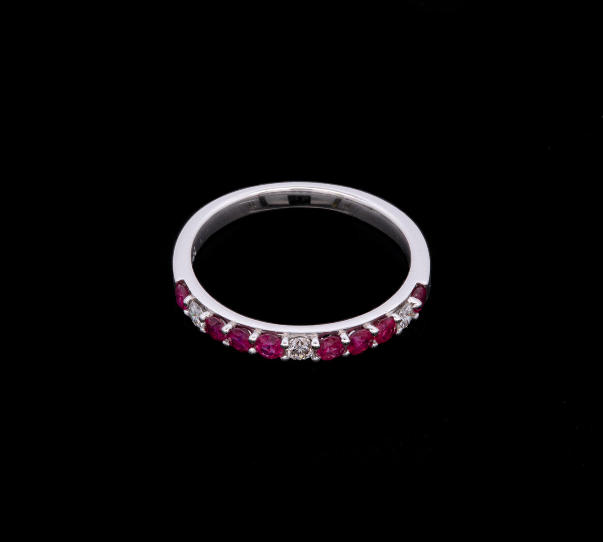 18K White Gold Ruby And Diamond Band