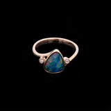 14K Yellow Gold Oval Opal And Diamond Ring