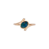 14K Yellow Gold Oval Opal And Diamond Ring