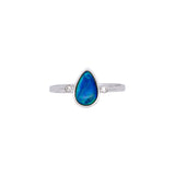 14K White Gold Opal And Diamond Ring. Sizing Available