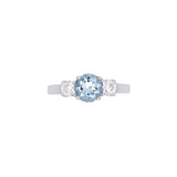 14K White Gold Aquamarine And Diamond Three Stone Ring