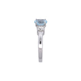 14K White Gold Aquamarine And Diamond Three Stone Ring
