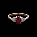 14K Yellow Gold Oval Ruby And Diamond Ring