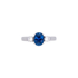 14K White Gold Ceylon Sapphire And Diamond Ring