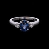 14K White Gold Ceylon Sapphire And Diamond Ring