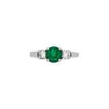 14K White Gold Emerald And Diamond Ring