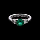 14K White Gold Emerald And Diamond Ring