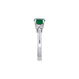 14K White Gold Emerald And Diamond Ring