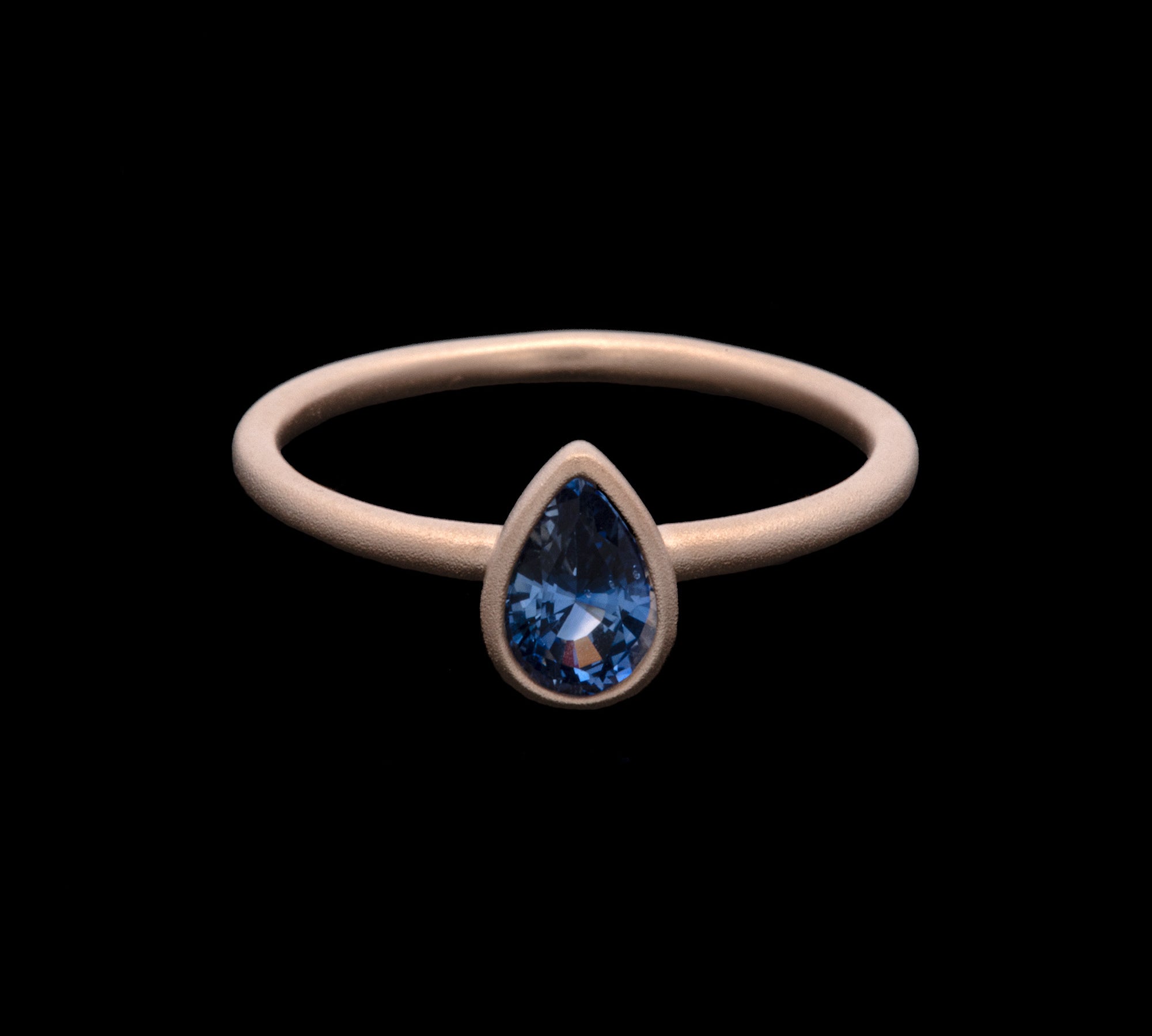 14K Yellow Gold Bezel Set Ceylon Sapphire Ring