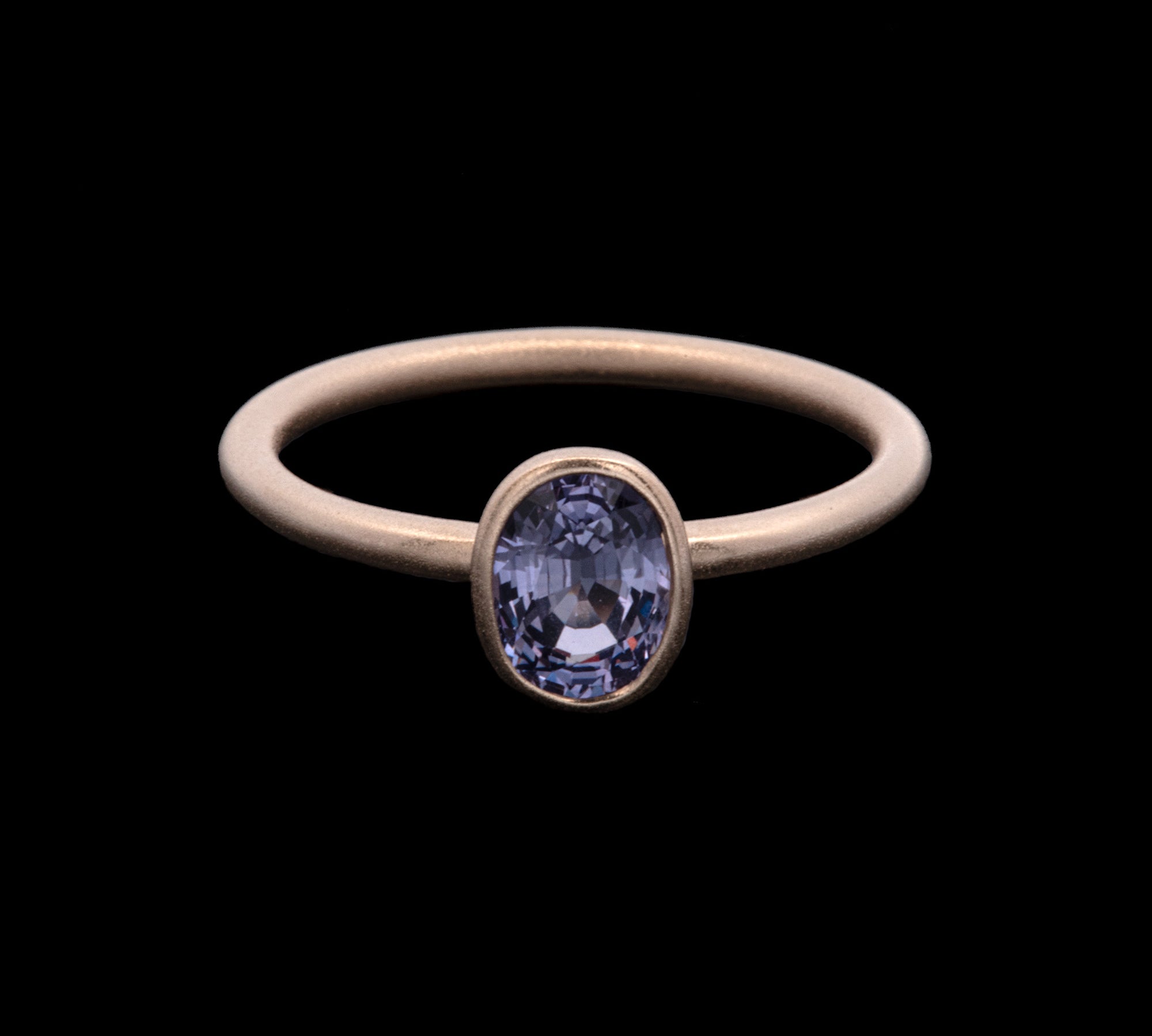 14K Yellow Gold Bezel Set Oval Purple Sapphire Ring