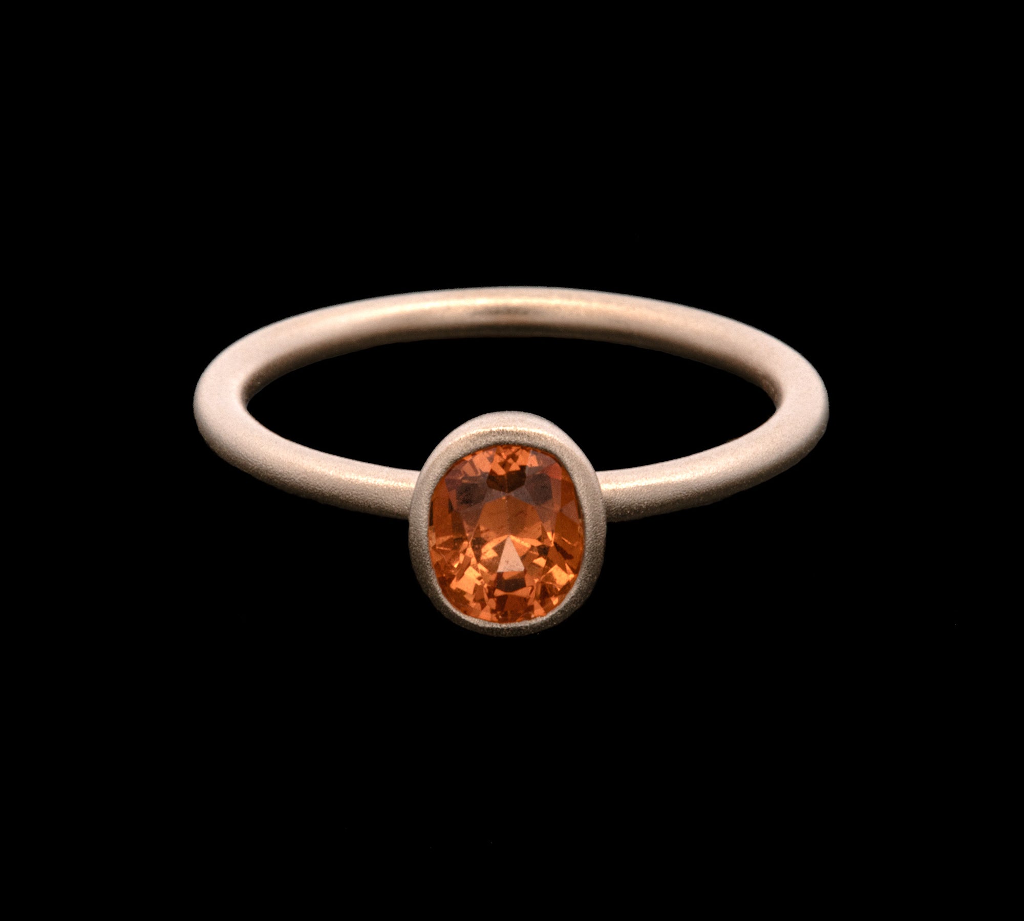 14K Yellow Gold Bezel Set Oval Orange Spessartine Garnet Ring