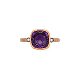22K Yellow Gold And Sterling Silver Amethyst And Diamond Ring