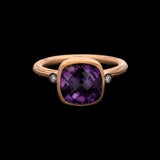 22K Yellow Gold And Sterling Silver Amethyst And Diamond Ring